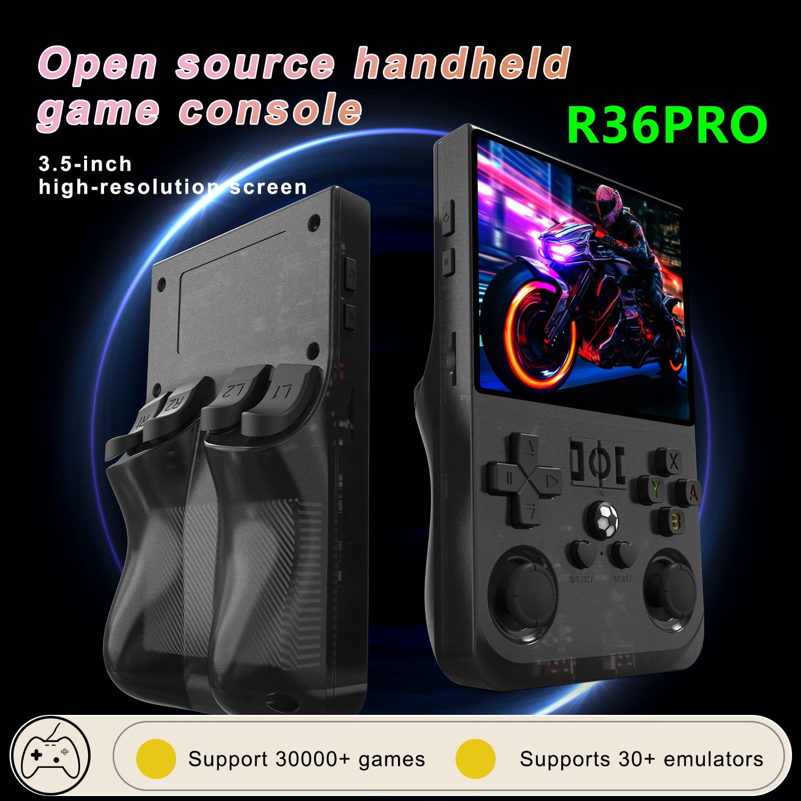 Amazon.co.jp: R36Maxハンドヘルドゲームコンソール、ポータブルミニ